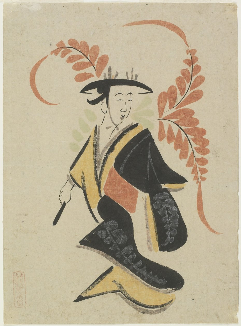 Wisteria Maiden, konec 17. - začátek 18. století (inkoust a barva na papíře) od Japanese School
