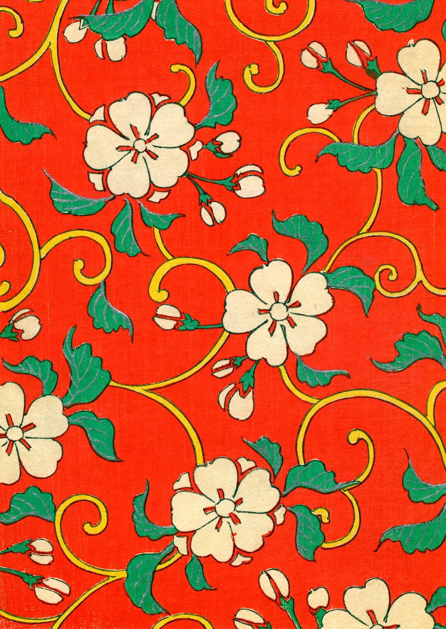 Woodblock tisk jabloňových květů od Japanese School