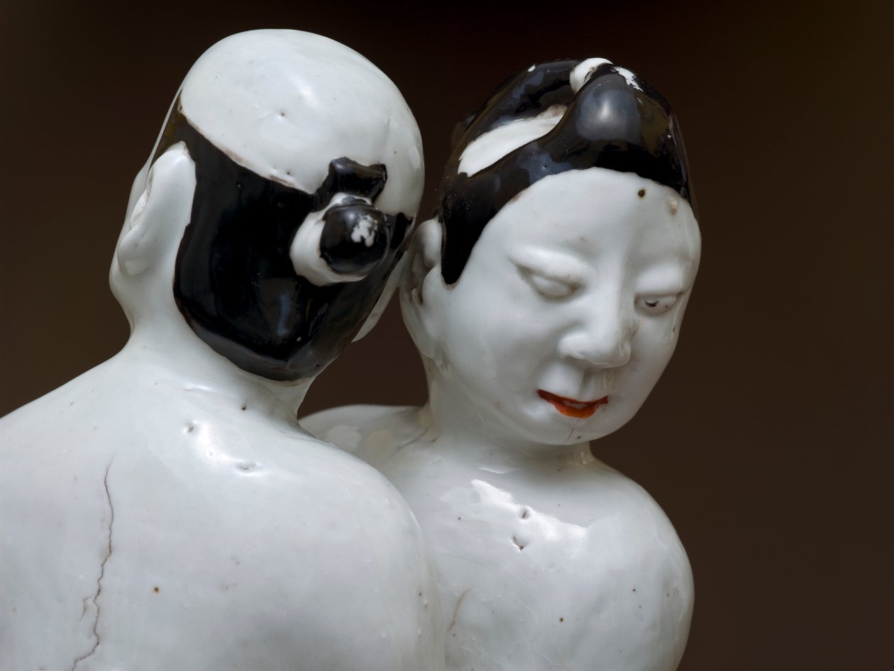 Zápasníci, Japonci, pravděpodobně ze 17. století (hliněná keramika s polychromovanou podglazurou) (detail 117752) od Japanese School