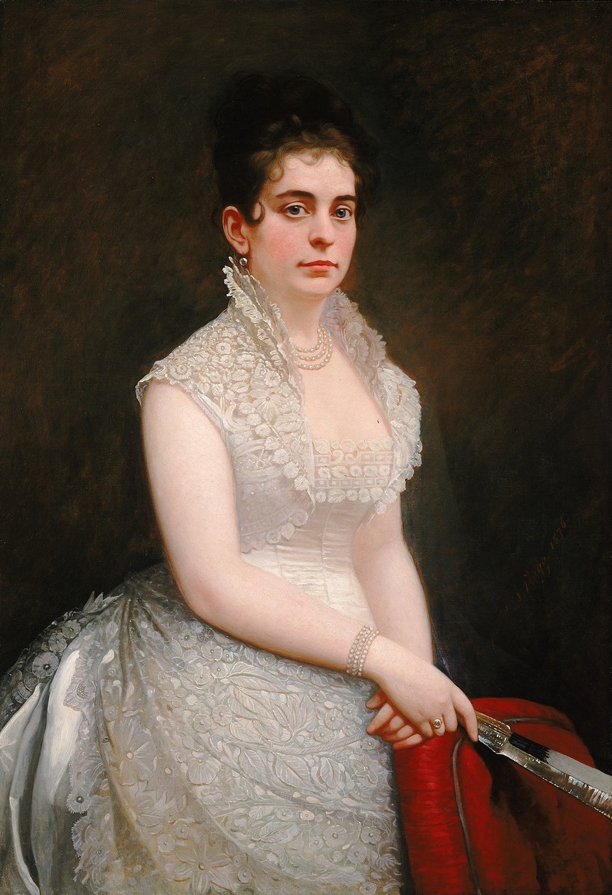 Alice Pike Barney, ve svatebních šatech, 1876. od Jared B. Flagg