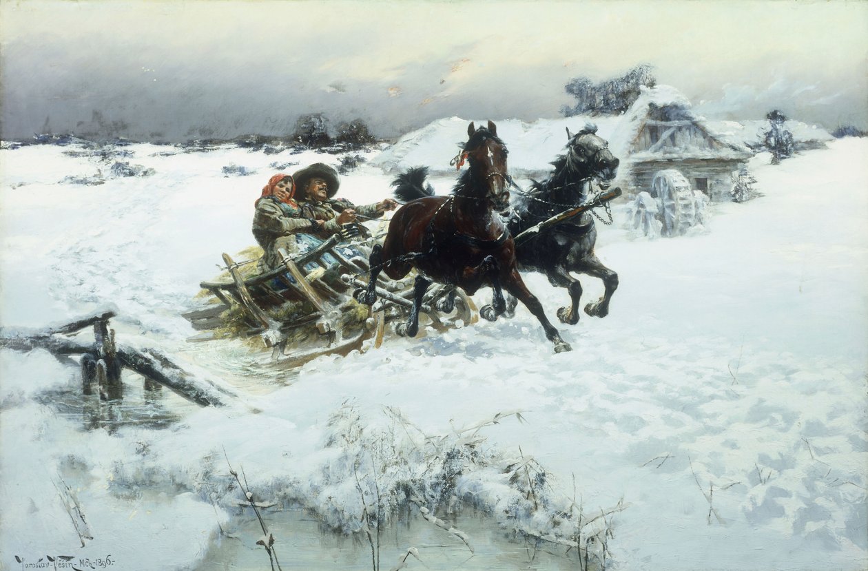 Jízda na saních, 1896 od Jaroslav Friedrich Julius Vesin
