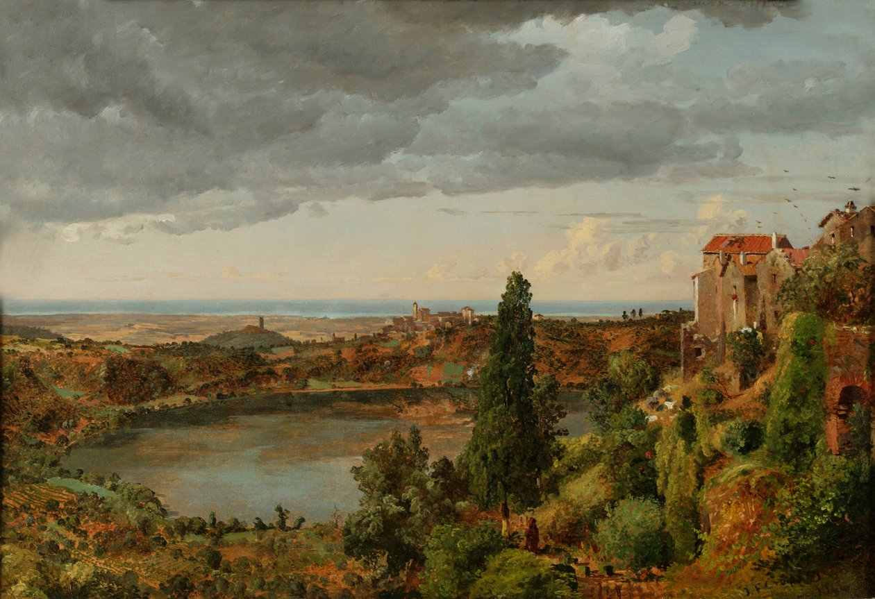 Jezero Nemi, 1848 (olej na papíře) od Jasper Francis Cropsey