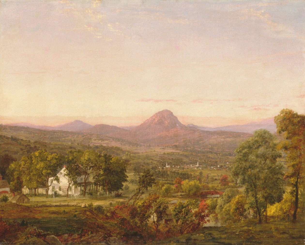 Podzimní krajina, hora Sugar Loaf, Orange County, New York od Jasper Francis Cropsey