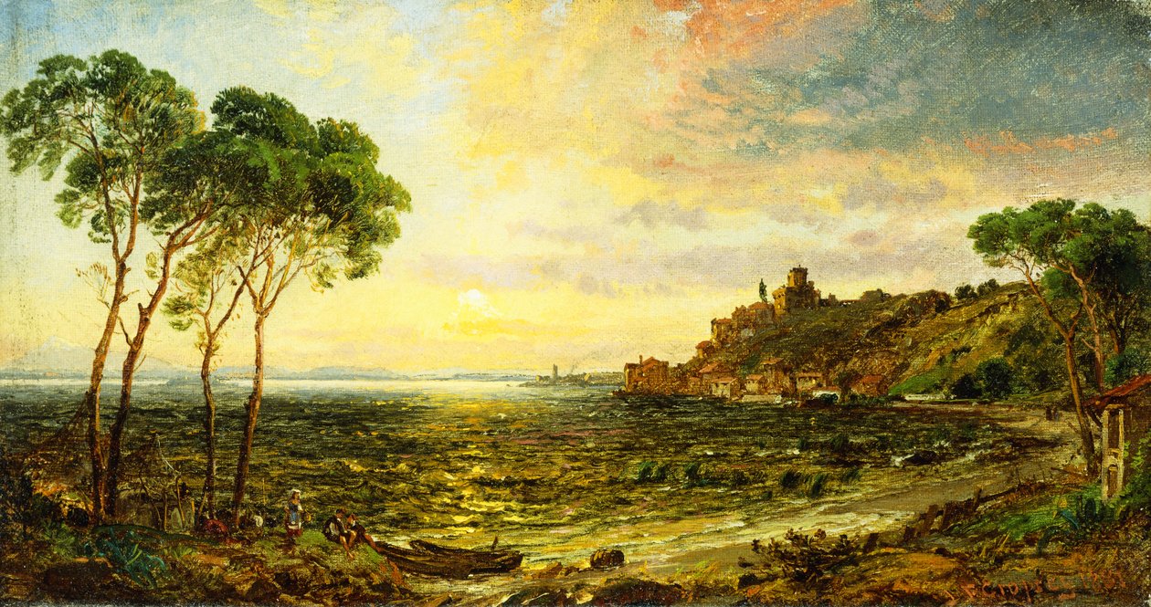 Západ slunce nad jezerem Thrasemine, 1887 od Jasper Francis Cropsey