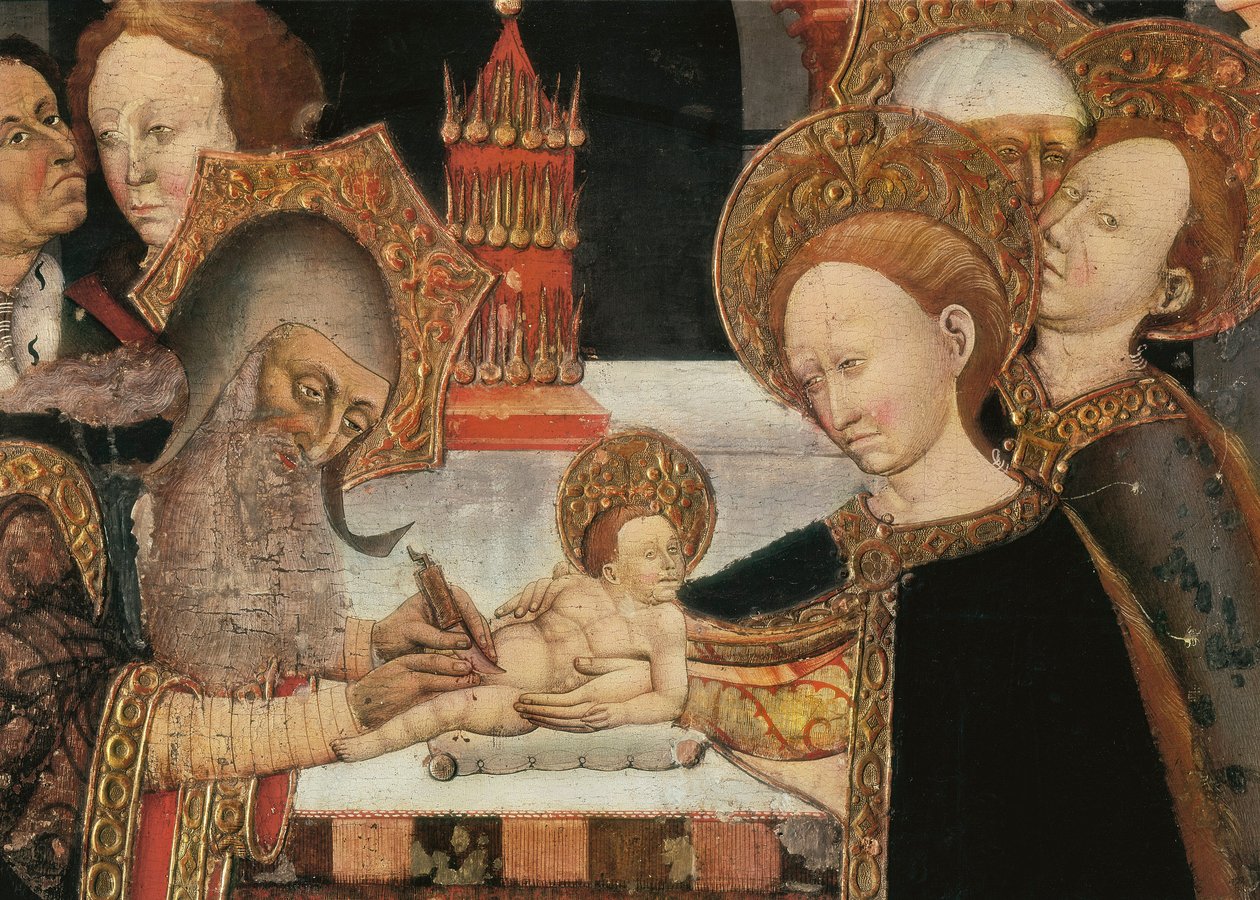 Obřízka Páně. Detail oltářního obrazu ctnosti Jaume FERRER II, katalánská škola od Jaume Ferrer