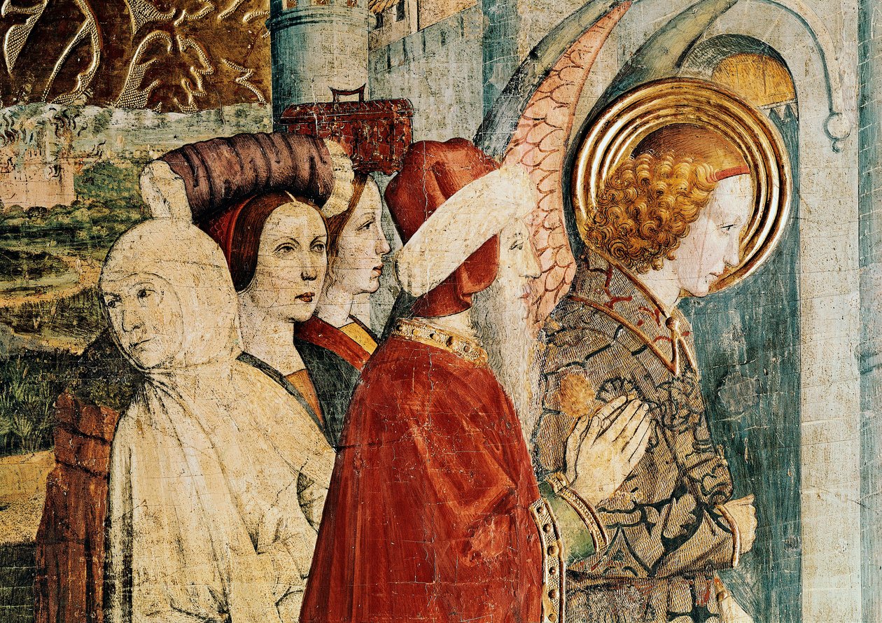 Oltářní obraz svatého Bernardina a anděla strážného, detail letu Lotha od Jaume Huguet