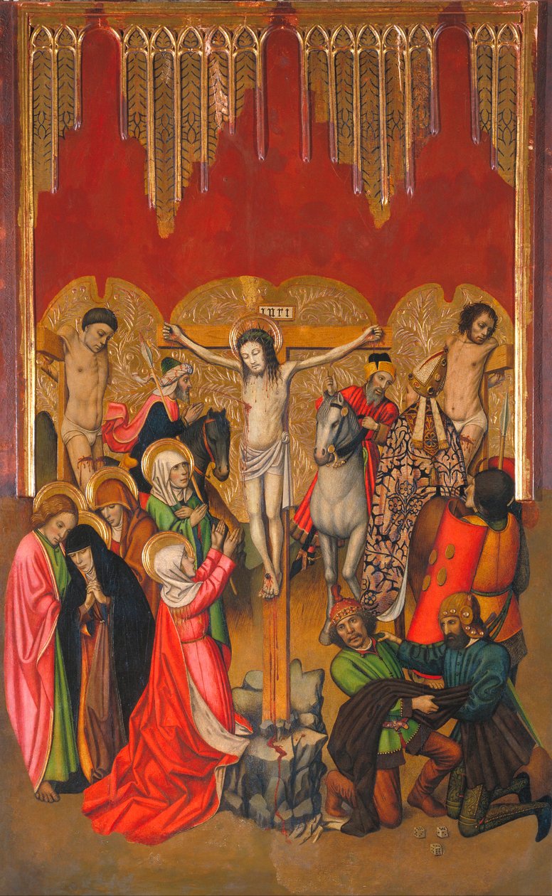 Calvaire - Kalvárie - Obraz od Jaume (Jaime) Hugueta (1412-1492) - 1455-1460 - Tempera na panelu - 214,4x136 - Národní muzeum umění Katalánska, Barcelona od Jaume Huguet