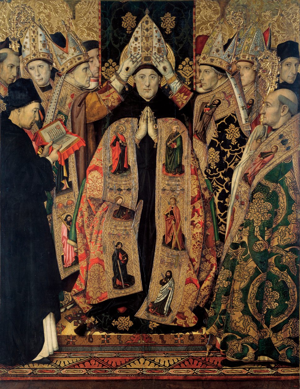 Retable de Saint Augustin - Zasvěcení svatého Augustina - Obraz Hugueta, Jaume (1412-1492) - 1462-1465 - Tempera na panelu - 250x193 - Museu Nacional d