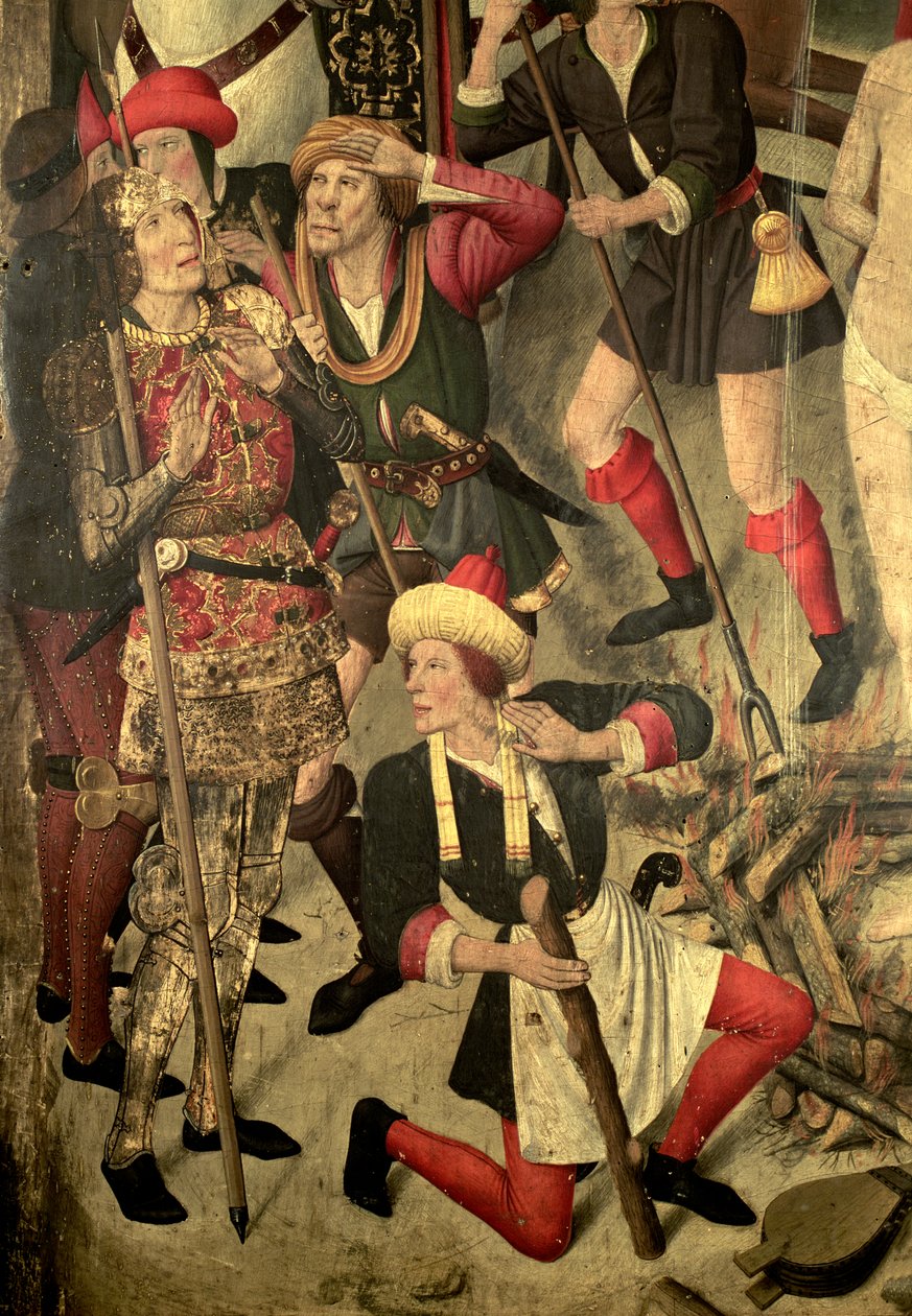 Oltář sv. Vincence: Muka sv. Vincence na grilu, Dák a kati, detail od Jaume Huguet