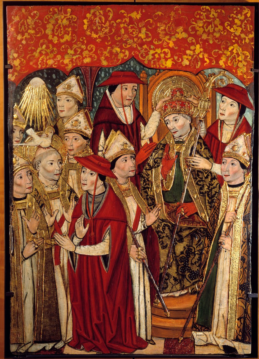 Volba svatého Fabiena za Papaute (236 až 250). Obraz Jaume Huguet (1415-1492) od Jaume Huguet