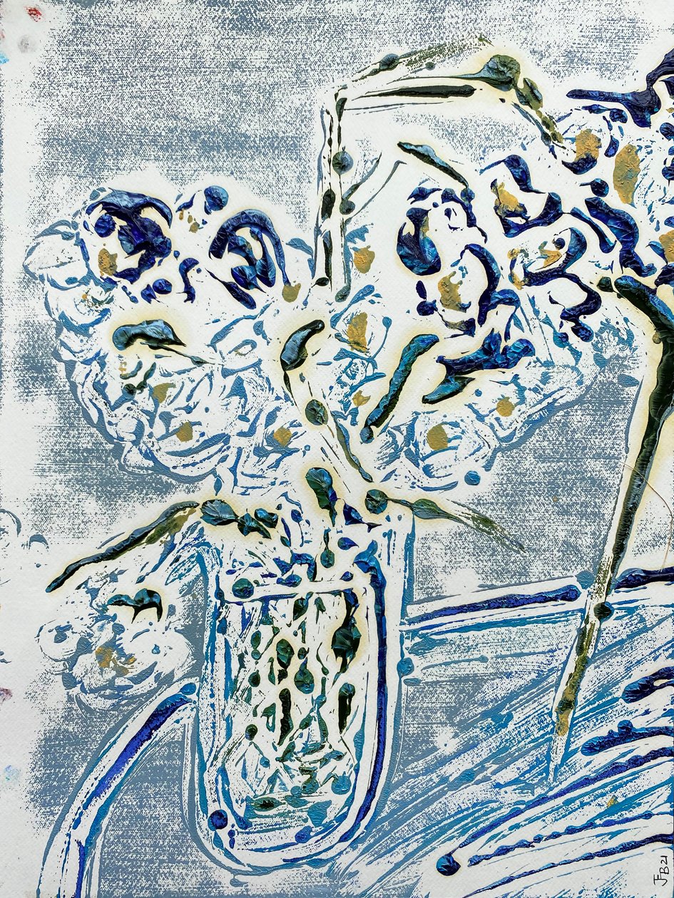 Fleur De Sel No. 02 Blue Carmel Monotyp, 2021 (olej na papíře) od Jay Batlle