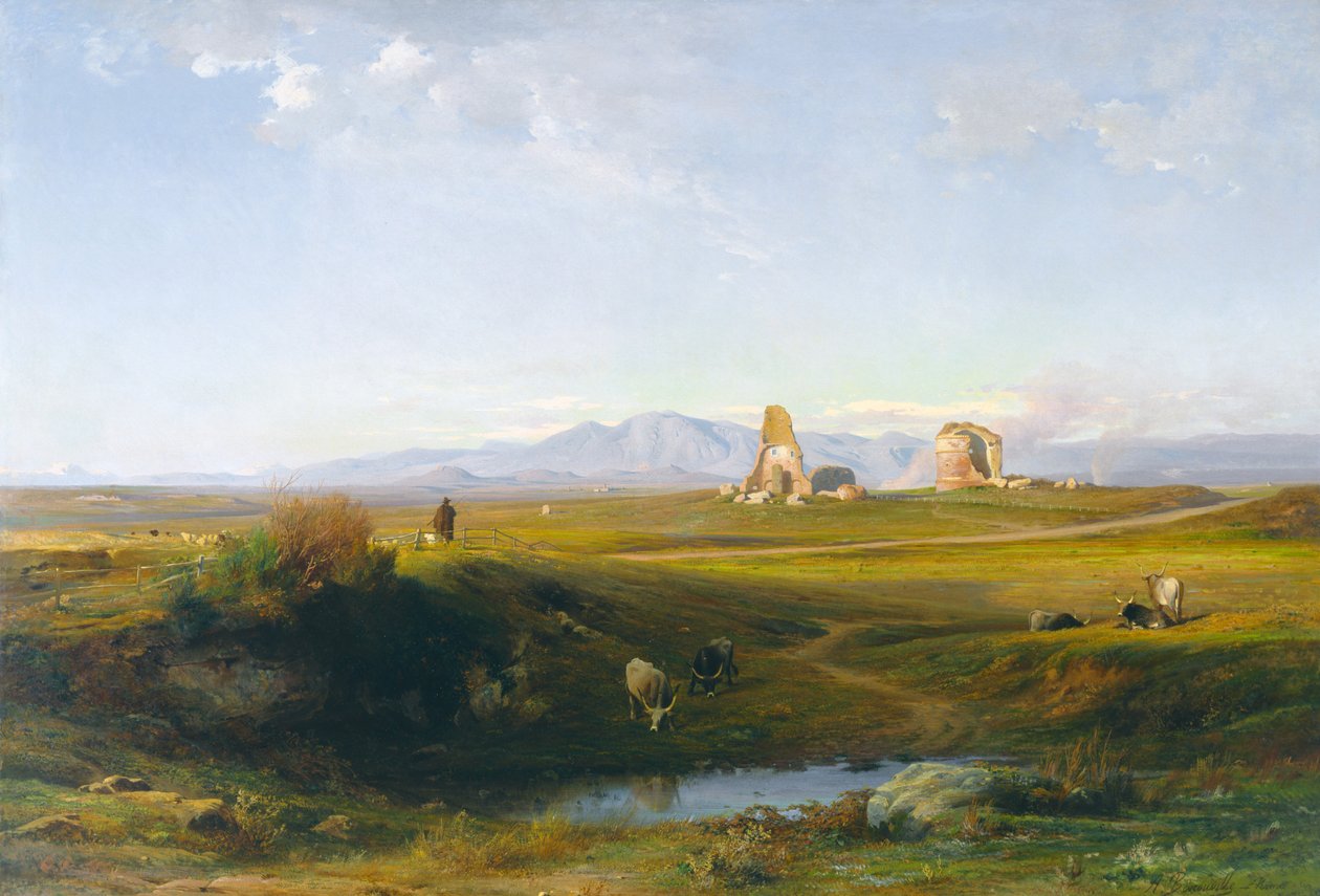 Pohled na římský venkov, 1848 od Jean Achille Benouville