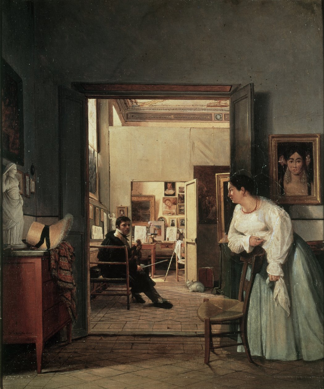 Studio Ingres v Římě, 1818 od Jean Alaux