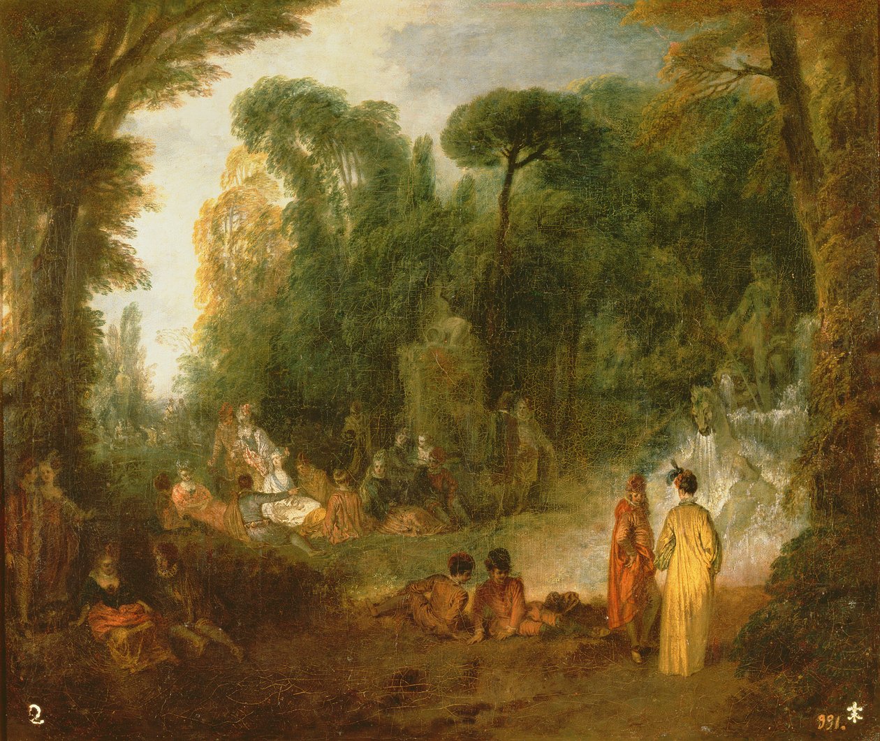 Dvorské setkání v parku, asi 171213 od Jean Antoine Watteau