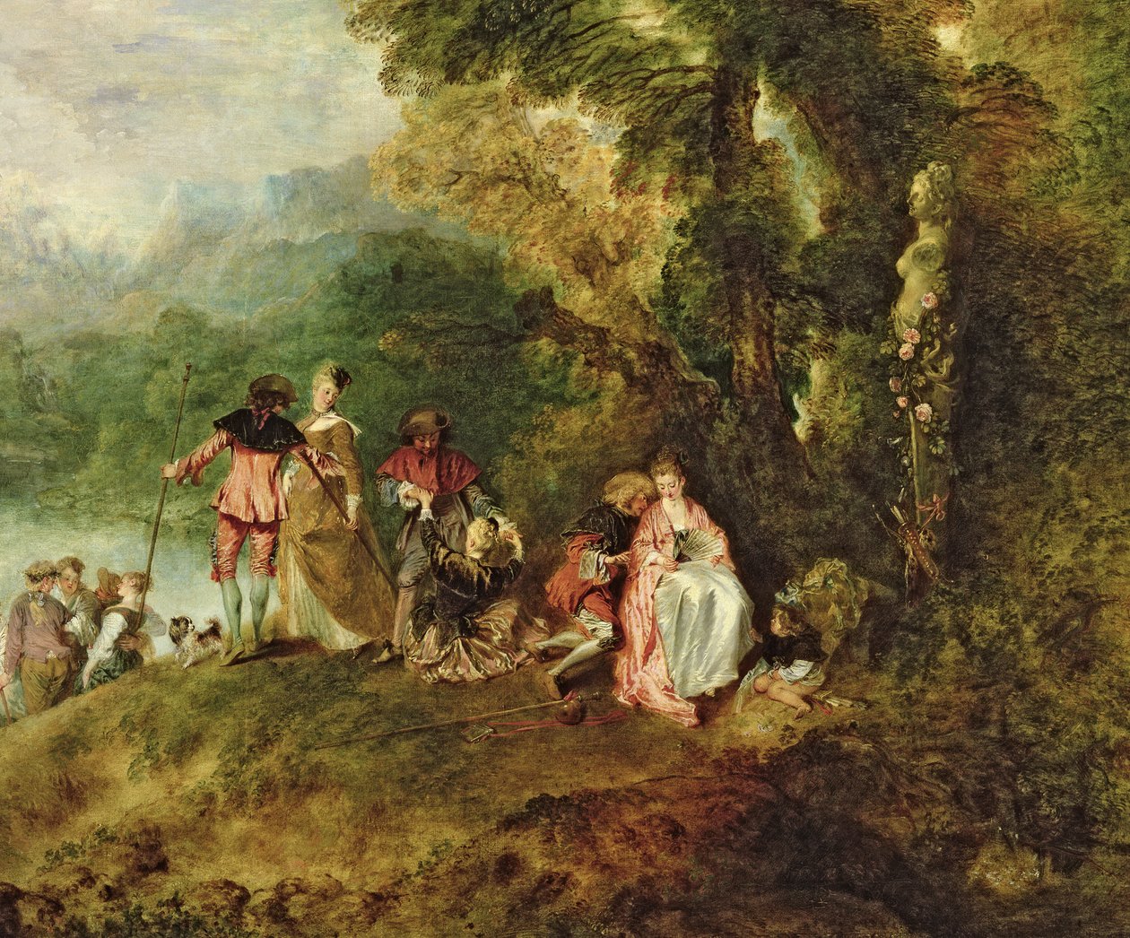 Nalodění pro Cytheru, 1717 detail olej na plátně z 3755 od Jean Antoine Watteau