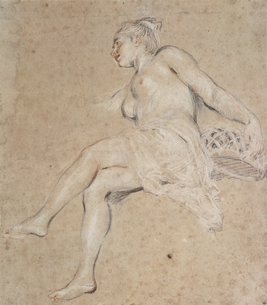 Flora, cca 1716 (křída na papíře) od Jean Antoine Watteau