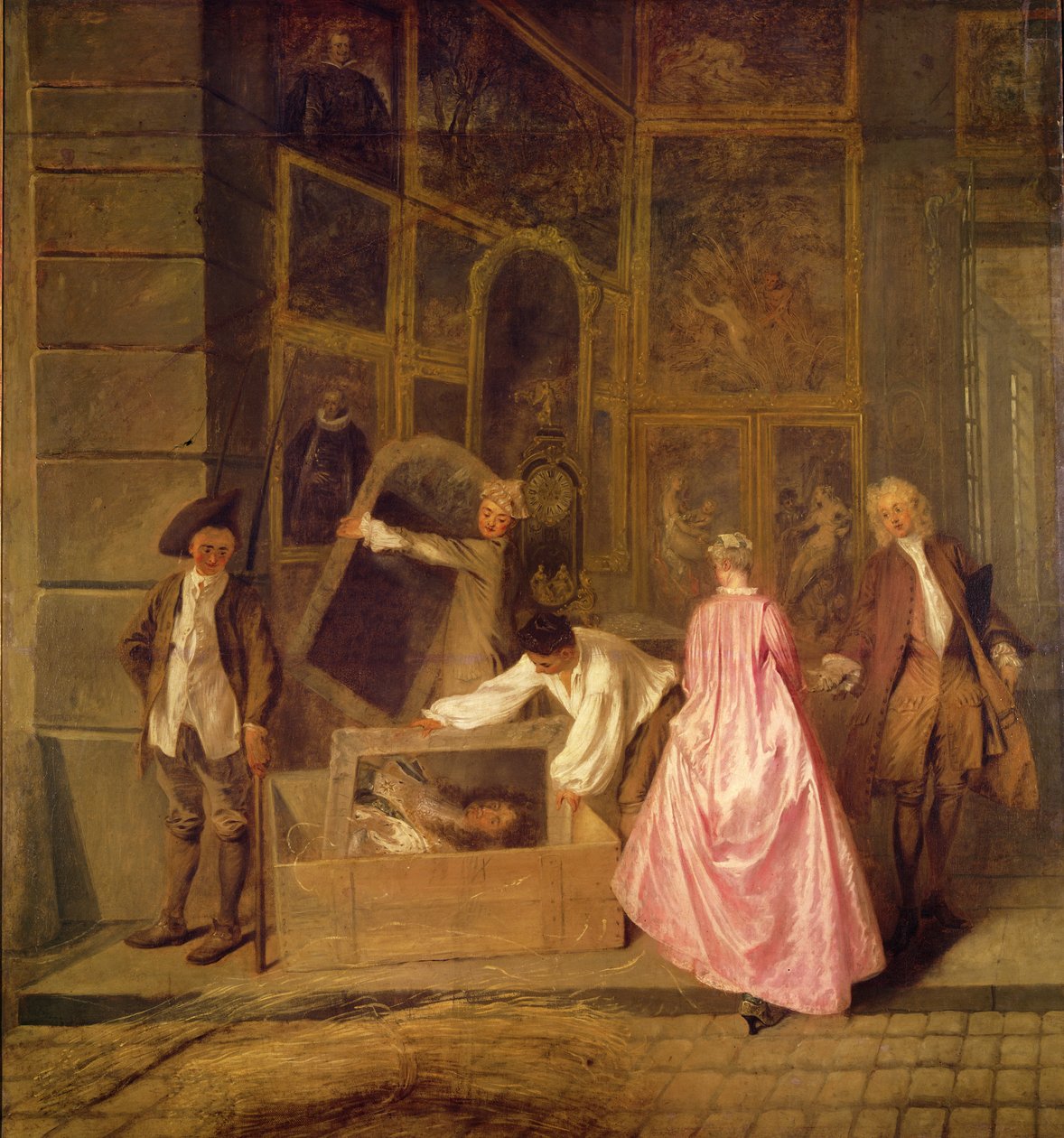 LEnseigne de Gersaint detail levé části, 1720 olej na plátně od Jean Antoine Watteau