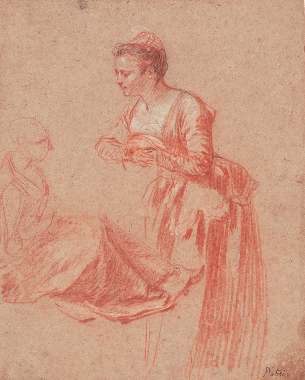 Dvě obrázkové studie mladé ženy, 1715-1717 od Jean Antoine Watteau