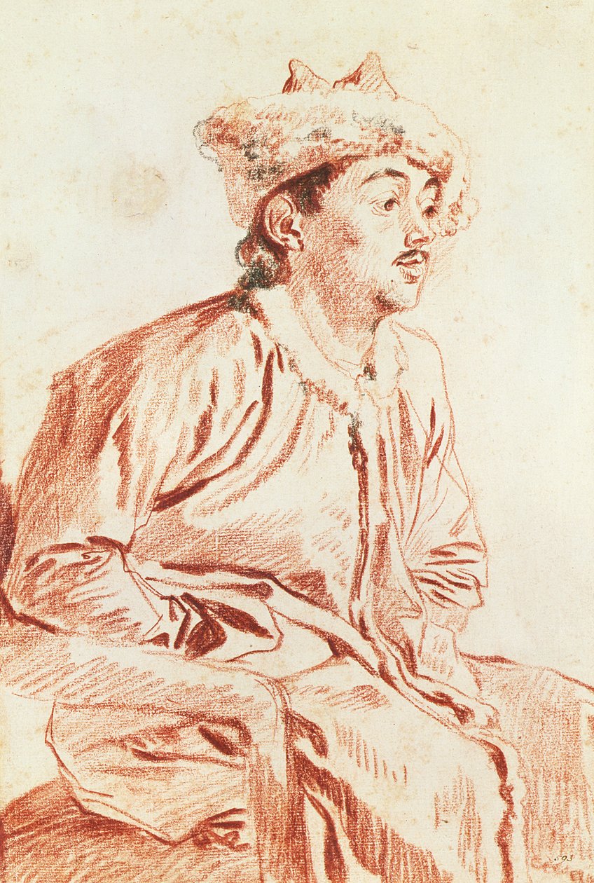 Mladý muž v orientálním kostýmu (kresba) od Jean Antoine Watteau