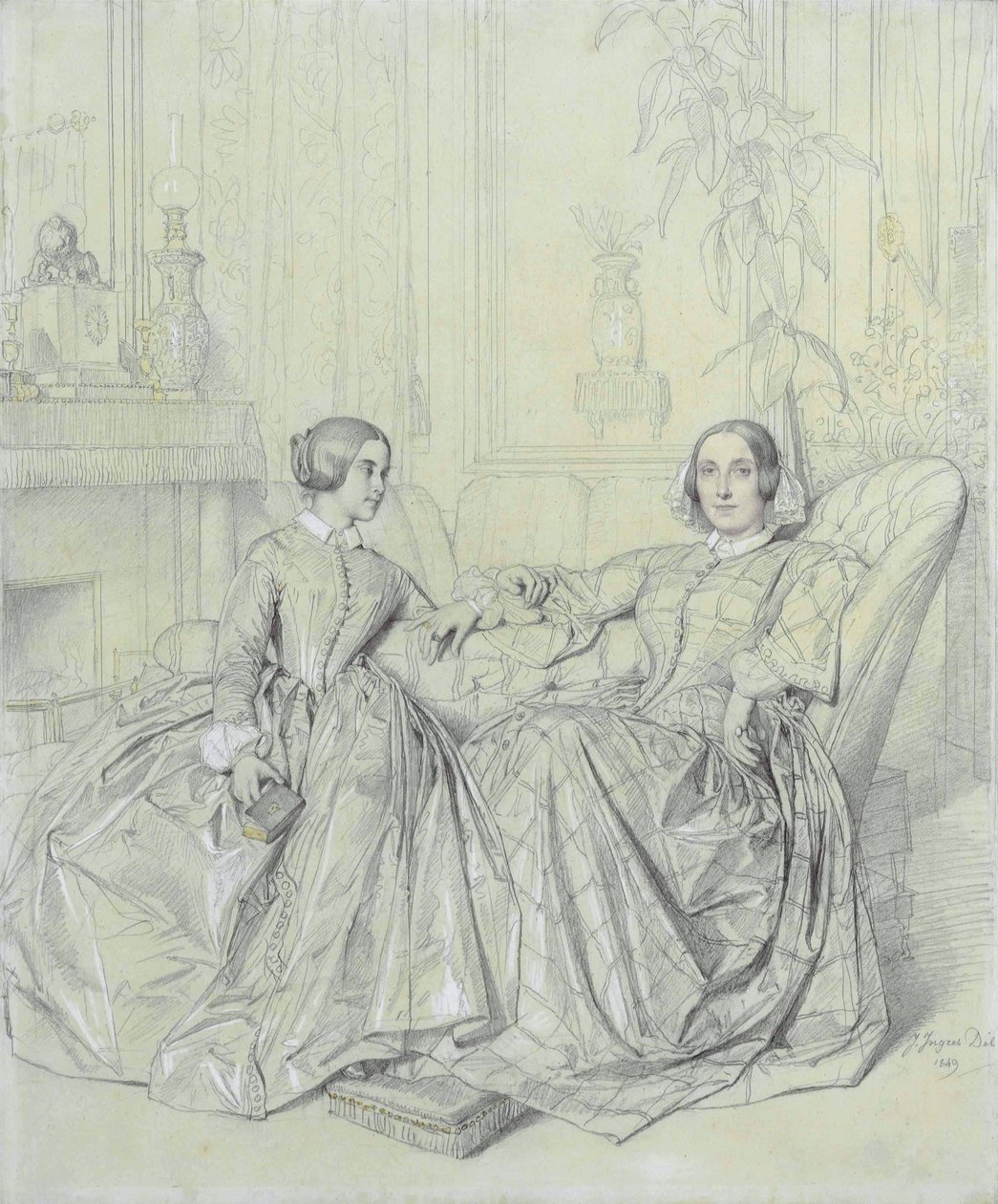 Comtesse Charles dAgoult, rozená Marie dAgoult a její dcera Claire dAgoult od Jean Auguste Dominique Ingres