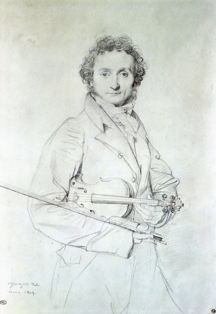 Portrét Niccolo Paganiniho (1782-1840) 1819 (tužka na papíře) od Jean Auguste Dominique Ingres