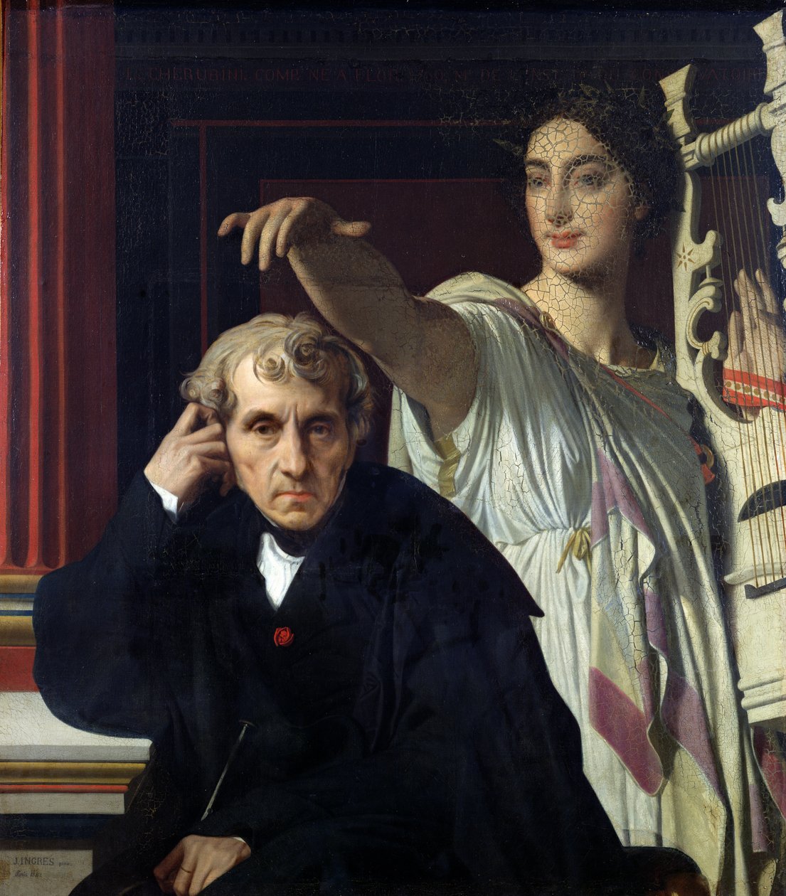 Portrét italského skladatele Cherubiniho (1760-1842) a múzy lyrické poezie, 1842 od Jean Auguste Dominique Ingres