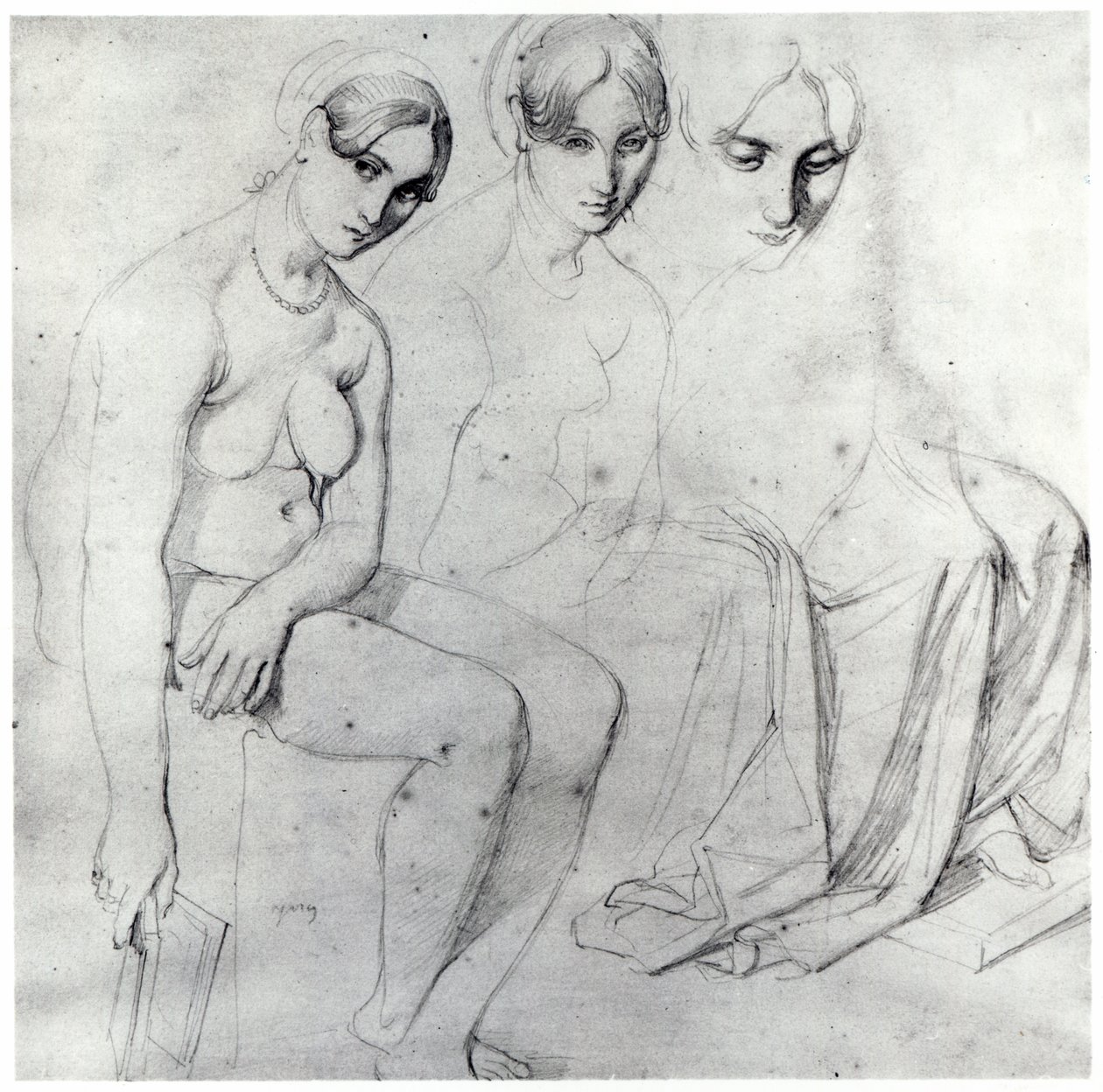Studie pro Francesca da Rimini od Jean Auguste Dominique Ingres