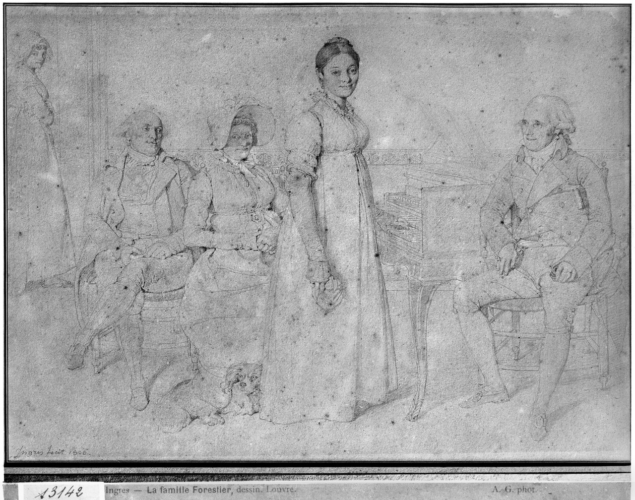 The Forestier Family, 1806 (grafit na papíře) (viz také 233242) od Jean Auguste Dominique Ingres