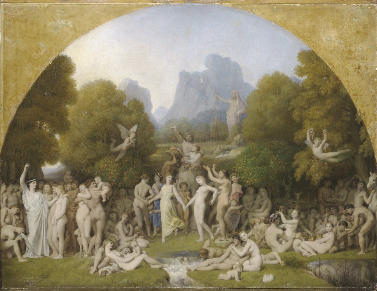 Zlatý věk, 1862 (olej na papíře na panelu) od Jean Auguste Dominique Ingres