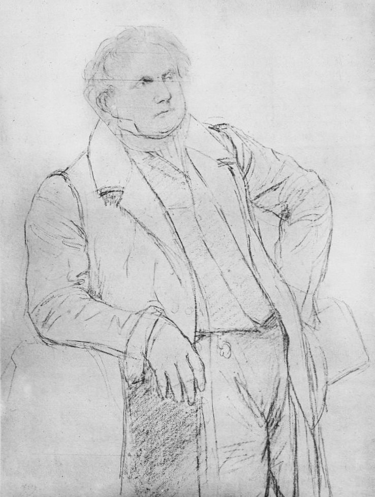 Studie k portrétu M. Bertina od Jean Auguste Dominique Ingres