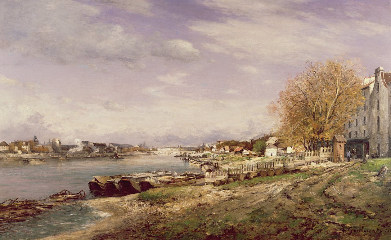 Pohled na přístav Bercy, Paříž, 1880 od Jean Baptiste Antoine Guillemet