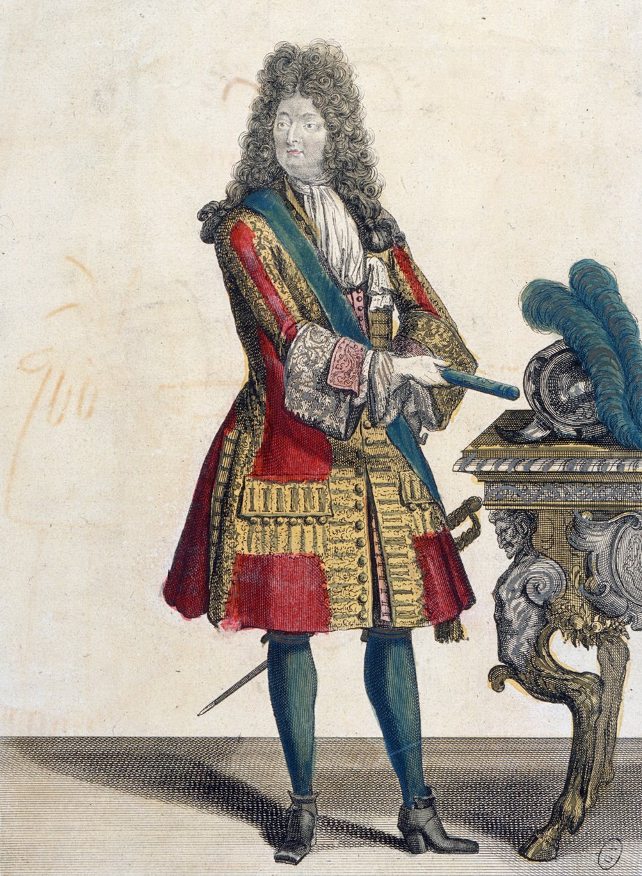 Ludvík XIV. (1638-1715) (barevná rytina) od Jean Baptiste Bonnart