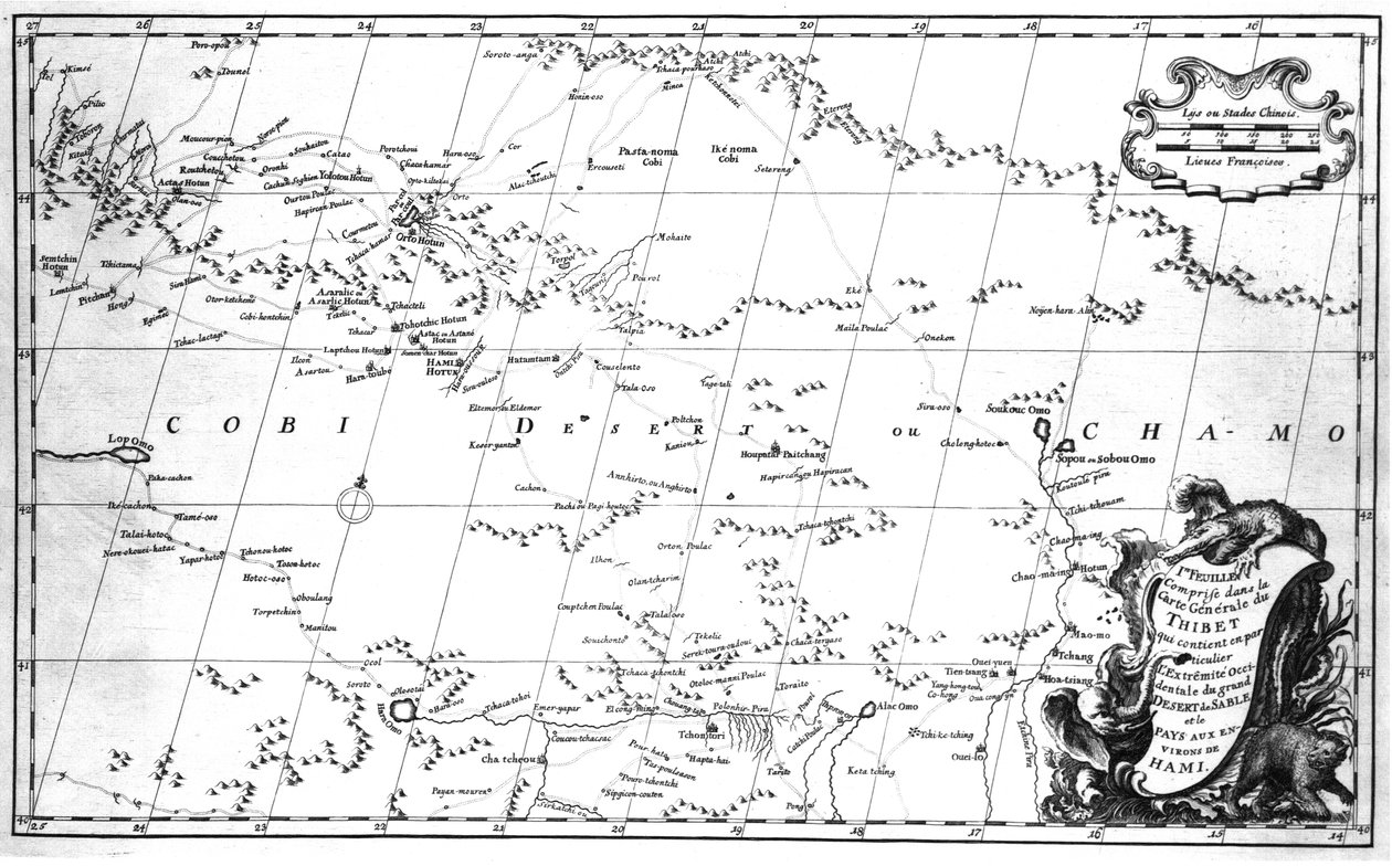 Nový čínský atlas, čínský Tartary a Thibet, Haag 1737. od Jean Baptiste Bourguignon dAnville