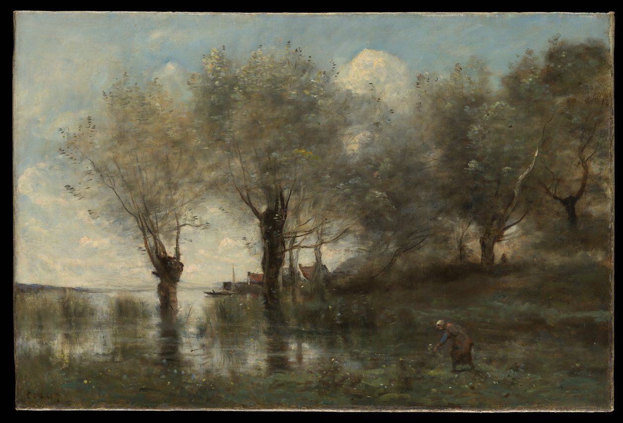 Rybník v Pikardii od Jean Baptiste Camille Corot