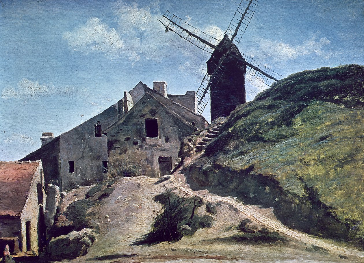 Větrný mlýn na Montmartru, 1840-45 od Jean Baptiste Camille Corot
