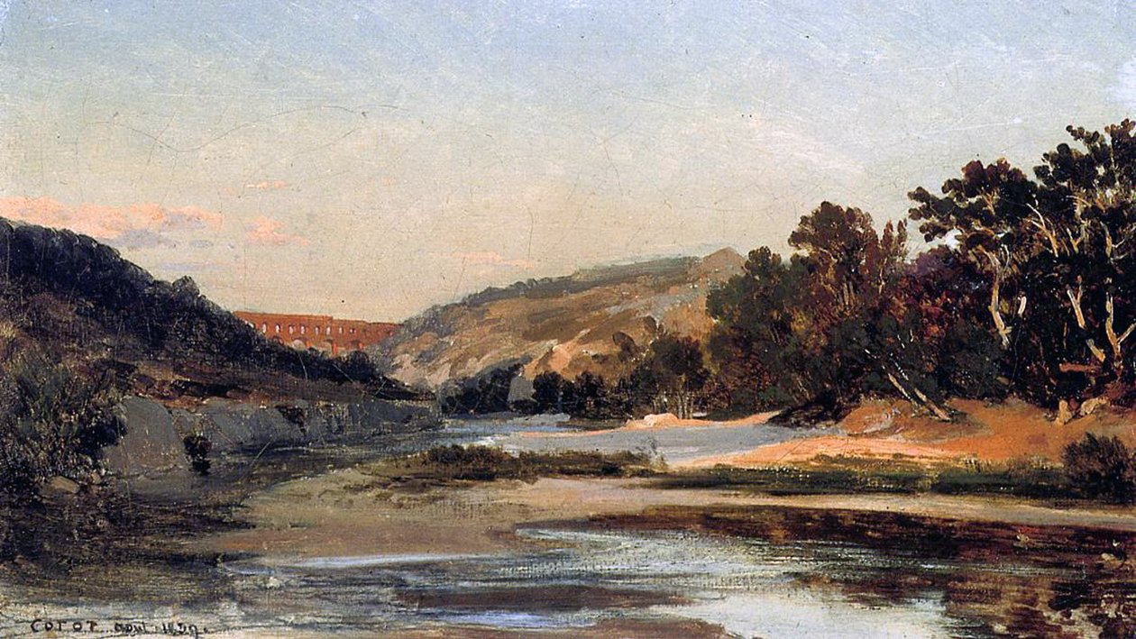 Akvadukt, 1839 (olej, papír na plátně) od Jean Baptiste Camille Corot