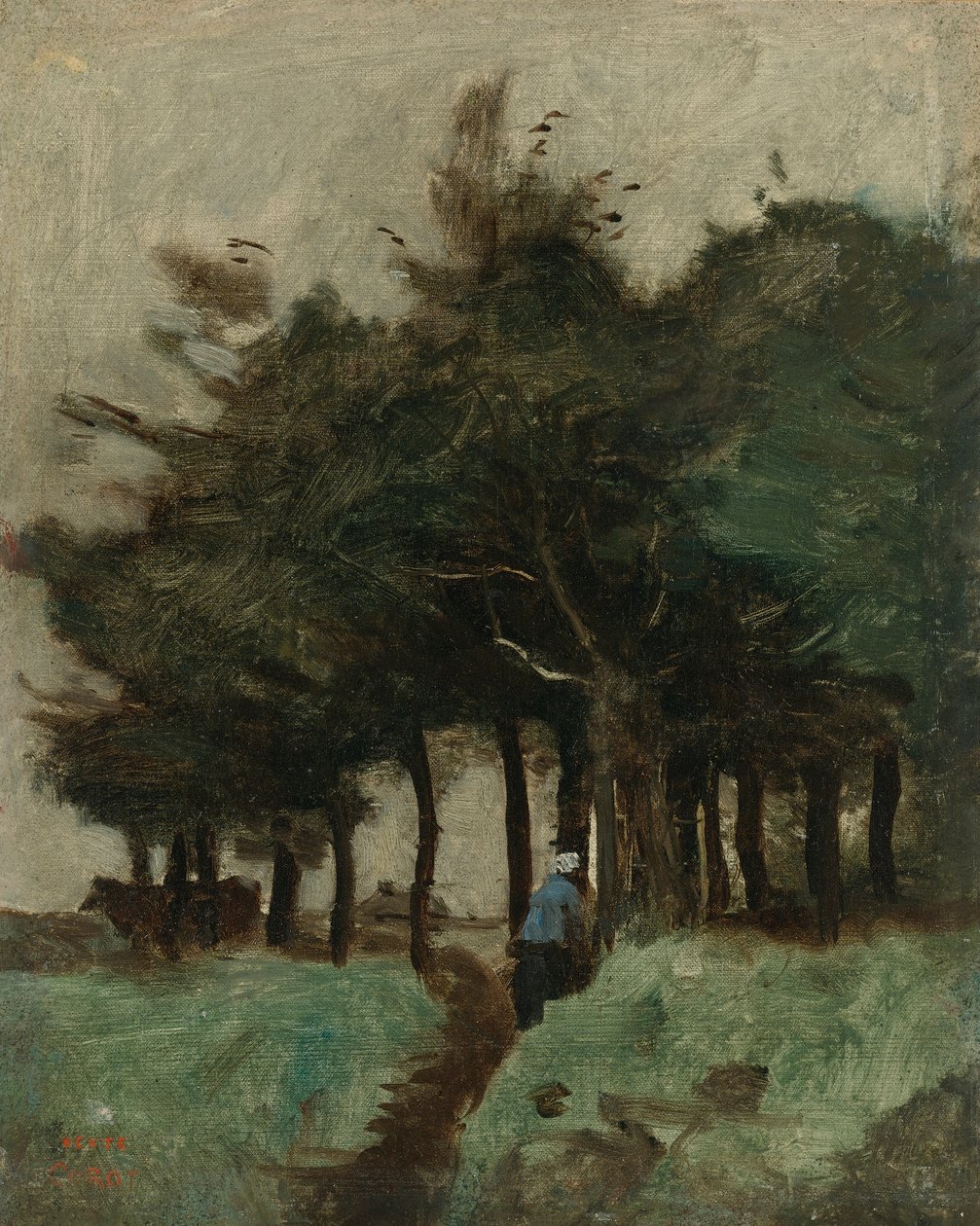 Boulogne-Sur-Mer, dutá cesta, které dominují stromy od Jean Baptiste Camille Corot