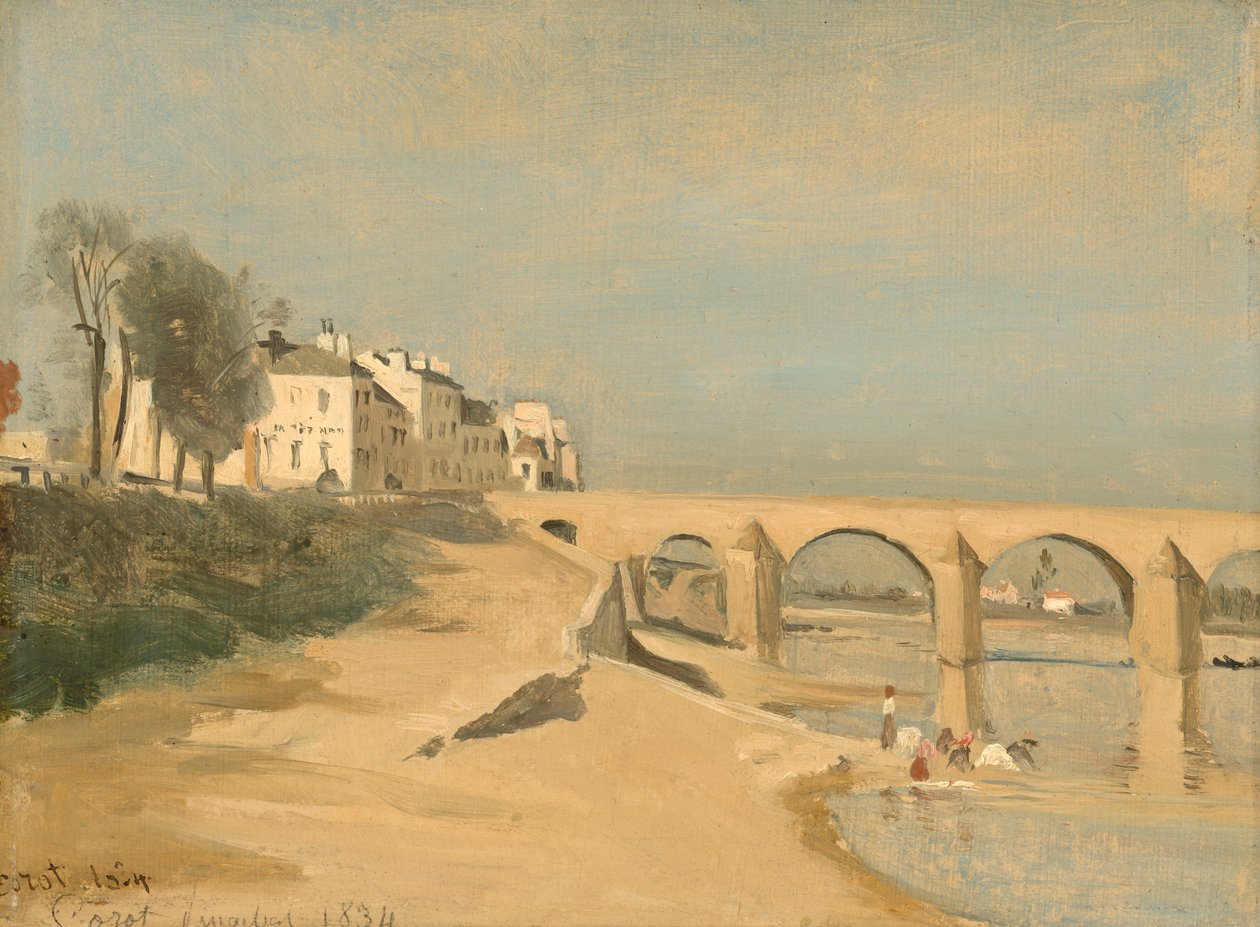 Most na řece Saône v Mâconu od Jean Baptiste Camille Corot
