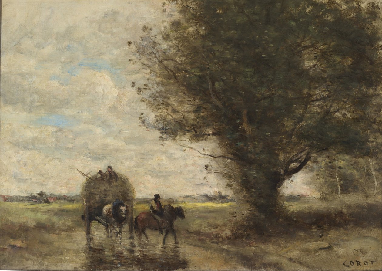 Vozík na seno od Jean Baptiste Camille Corot