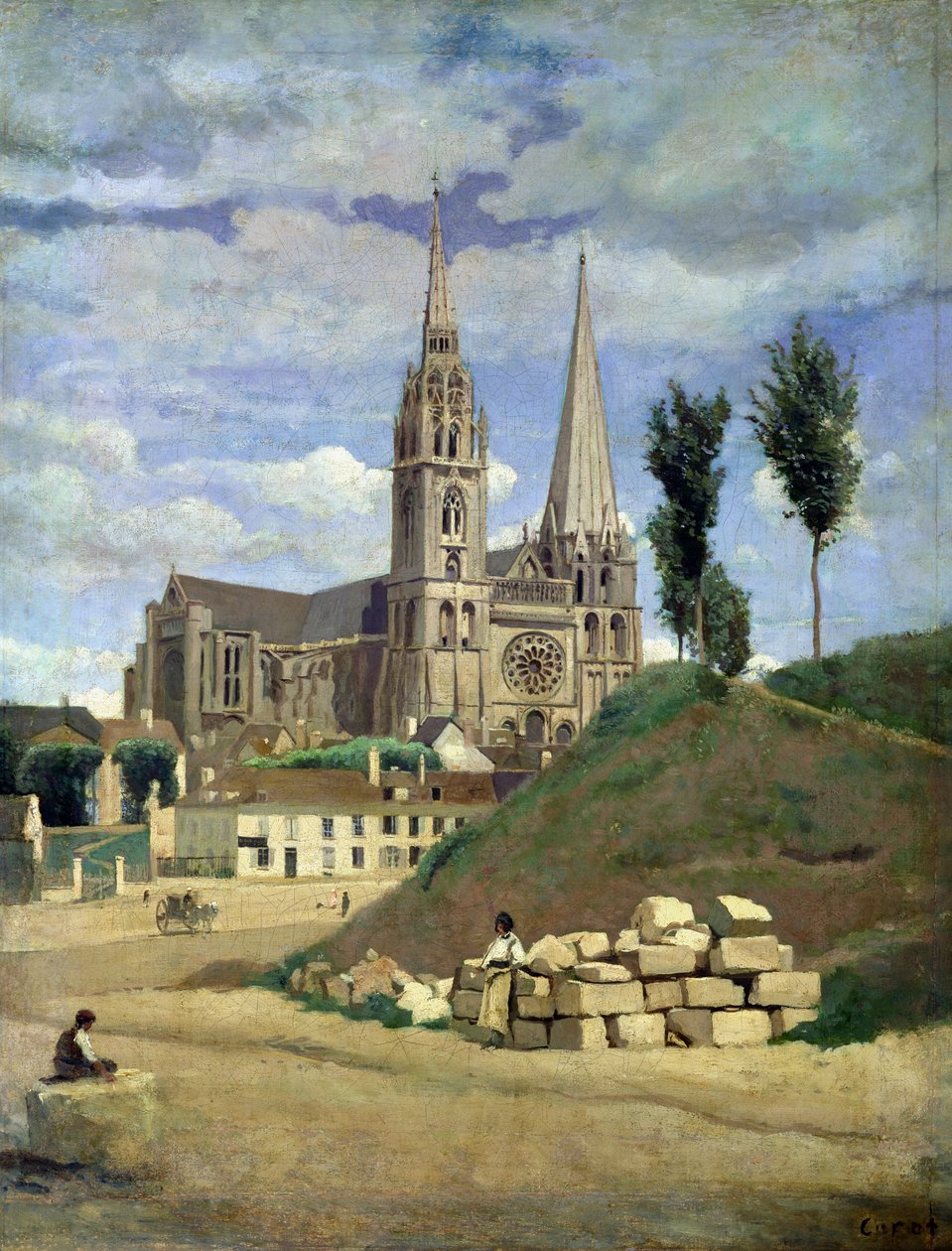 Katedrála v Chartres, 1830 od Jean Baptiste Camille Corot