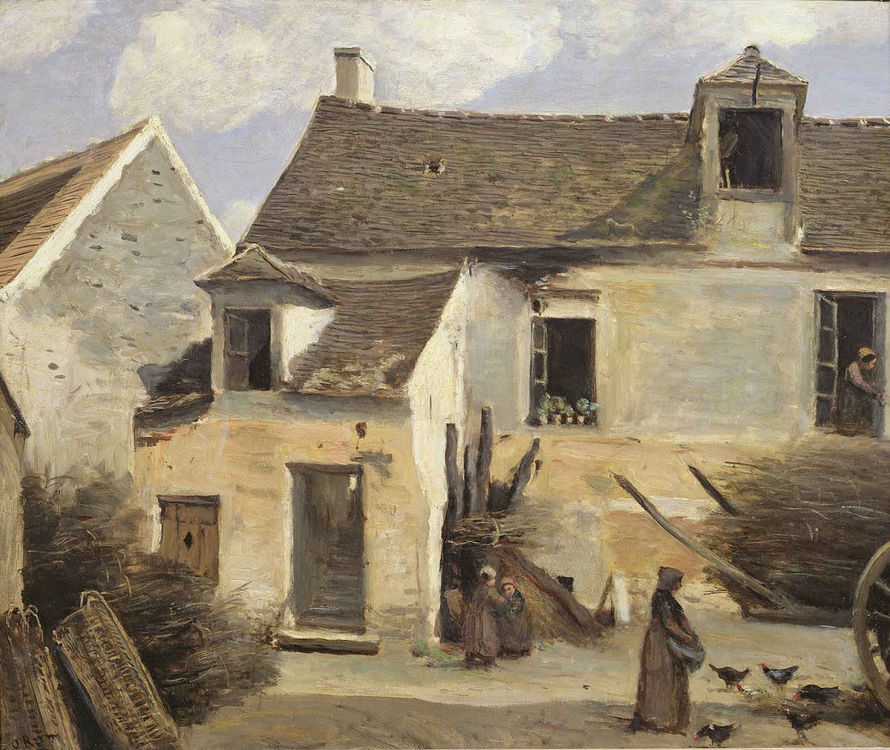 Nádvoří pekárny poblíž Paříže nebo Nádvoří domu poblíž Paříže, cca 1865-70 od Jean Baptiste Camille Corot