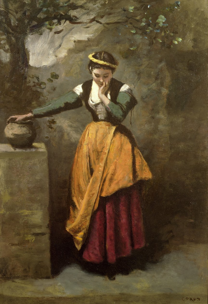 Dreamer at the Fountain, c.1860 od Jean Baptiste Camille Corot