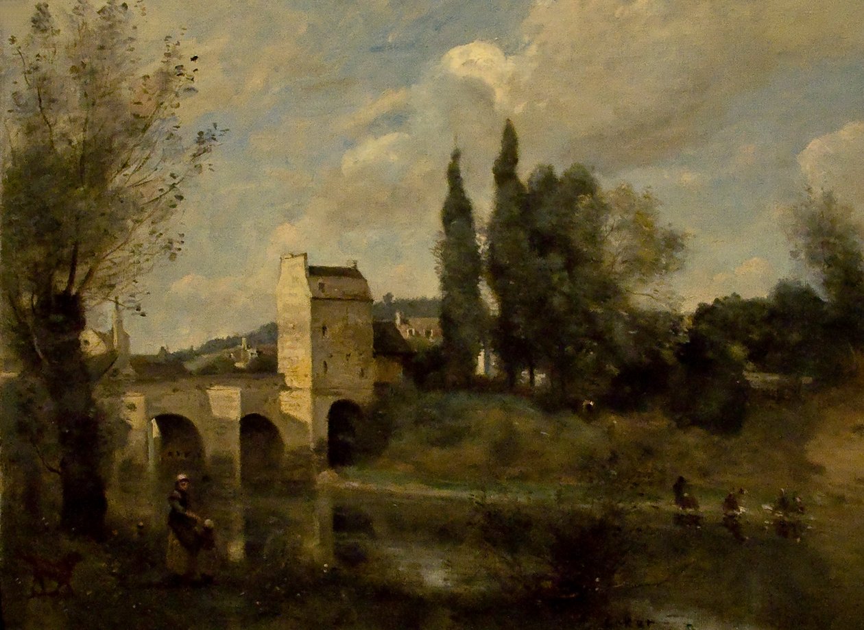 Most v Mantes od Jean Baptiste Camille Corot