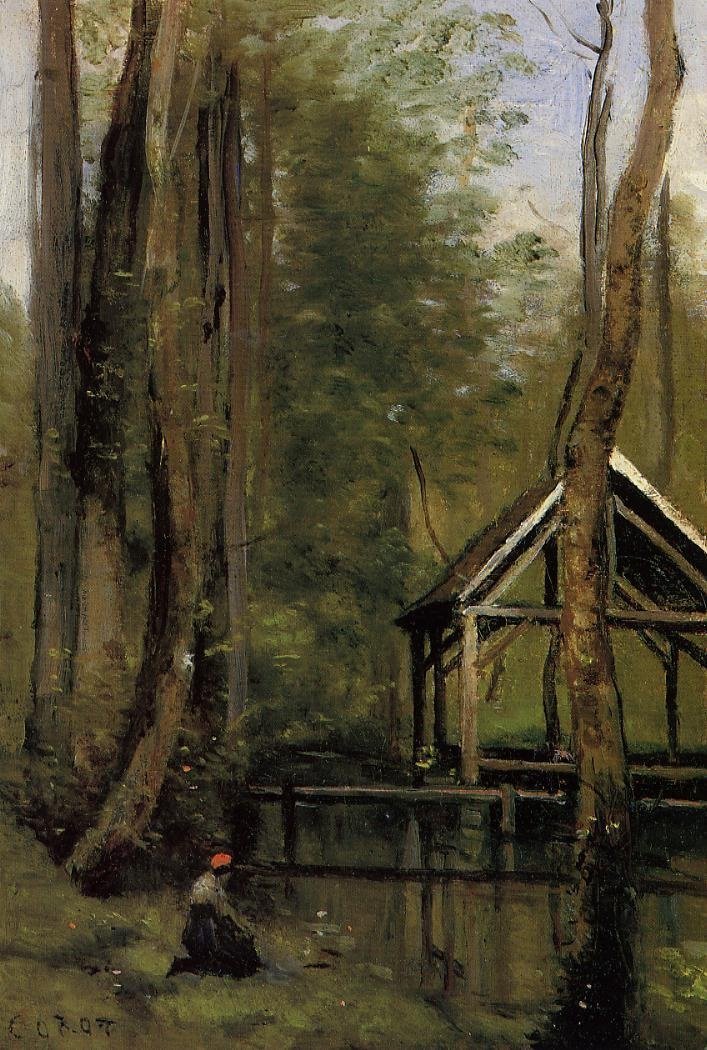 Rybářská bouda v Mathois poblíž Gournay en Bray od Jean Baptiste Camille Corot