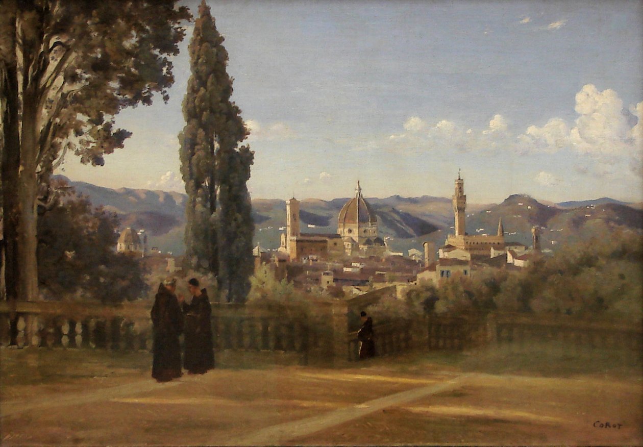 Florencie. Pohled ze zahrad Boboli od Jean Baptiste Camille Corot