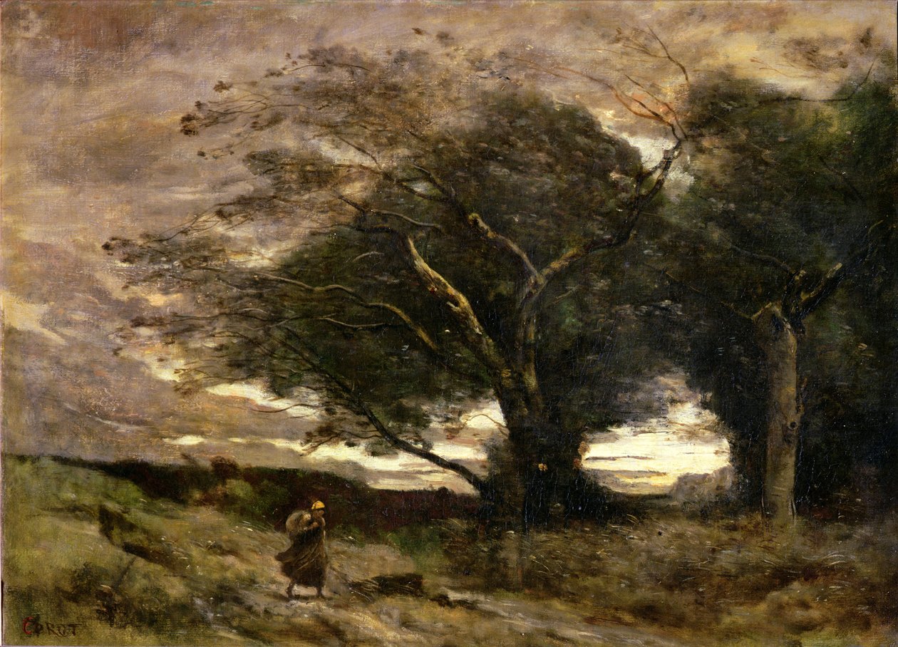 Závan větru, 1866 od Jean Baptiste Camille Corot