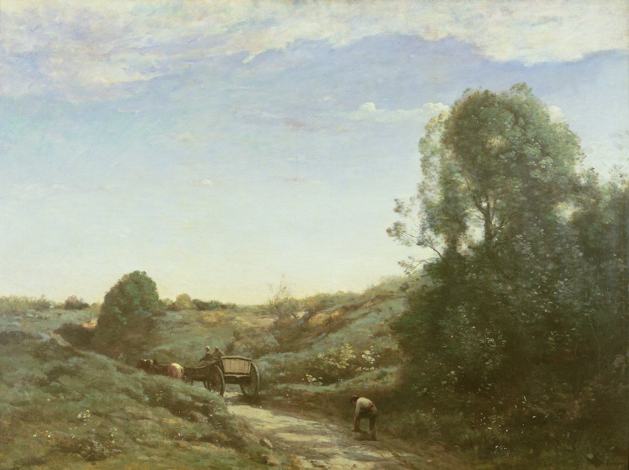La Charette, vzpomínka na Marcoussis od Jean Baptiste Camille Corot