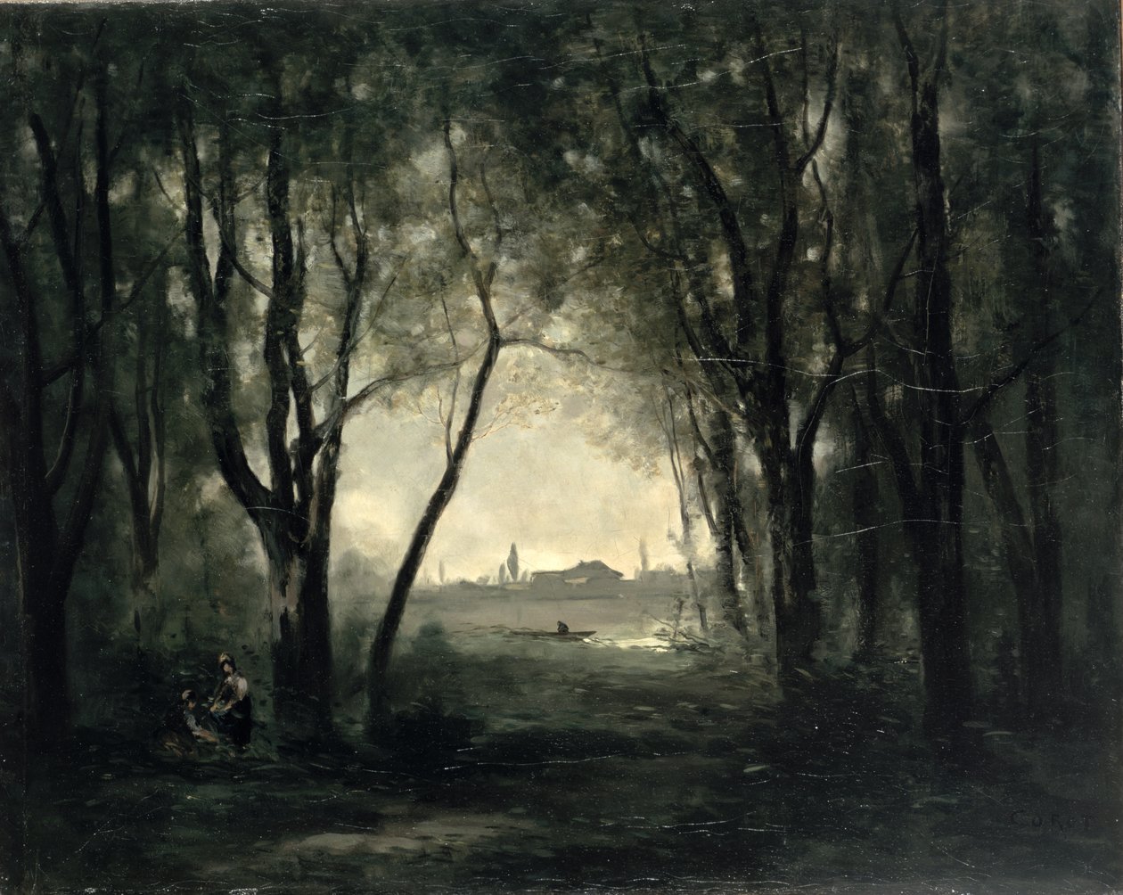 Krajina s jezerem, 1860-73 od Jean Baptiste Camille Corot