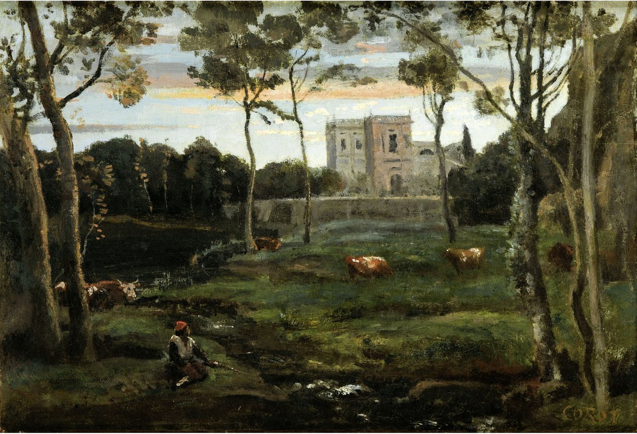 Park Villa Doria-Pamphili, Řím od Jean Baptiste Camille Corot