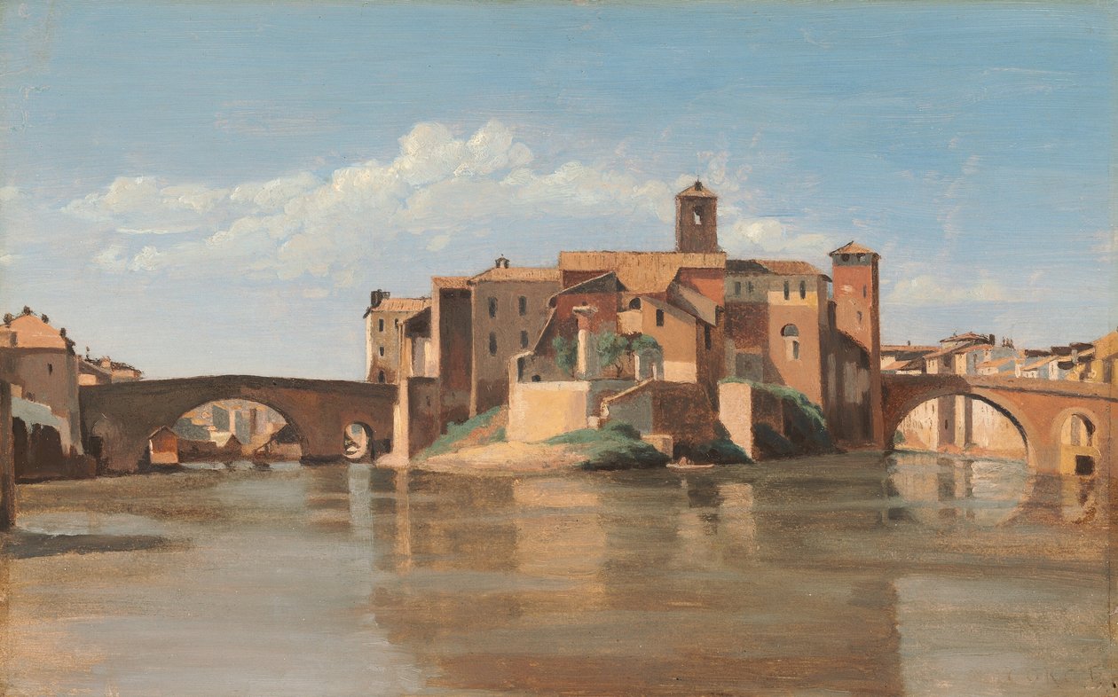 Ostrov a most San Bartolomeo, Řím od Jean Baptiste Camille Corot